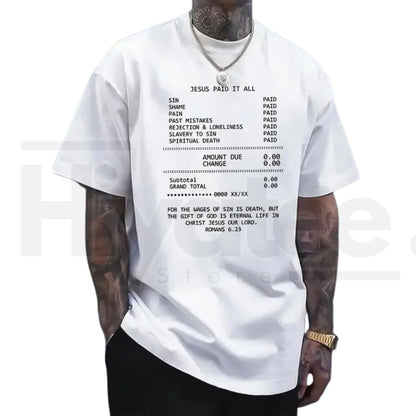 "Jesus Paid It All" Graphic Print Tee – Soft Breathable Christian Faith T-Shirt